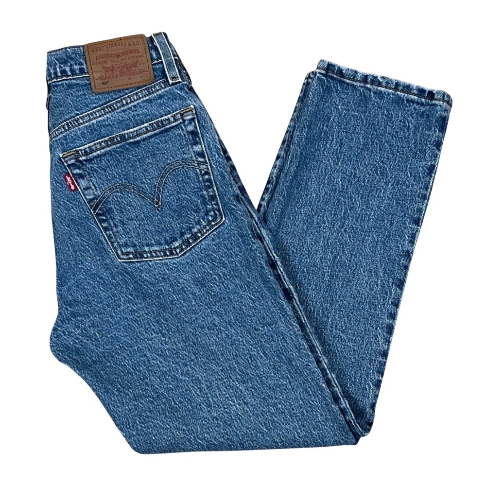 Levi's Women 501 Premium Jeans W26 L26 Blue Straight Leg Button Fly 36200-0225